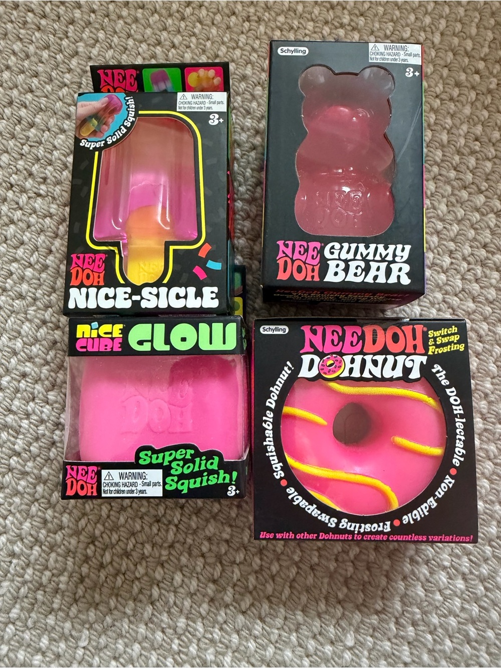 NeeDoh Pink Gummy Bear & Donut Squishy Toy Set